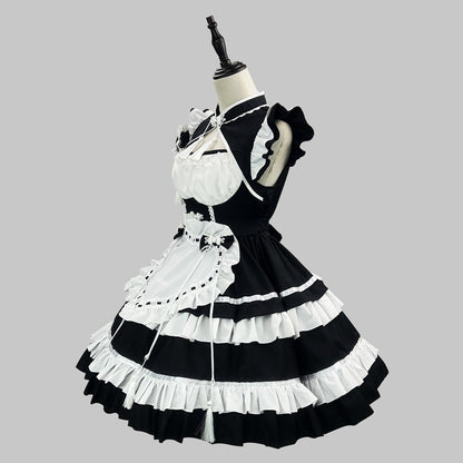 大きいサイズレディース赤ロリィタチャイナ風メイドコスチュームセット (M/L/LL/3L/4L/5L/6L)/コスプレ