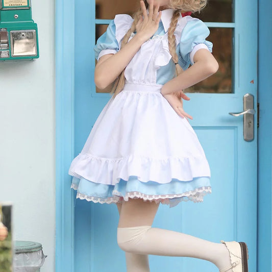 大きいサイズレディースキューティミニフリルメイド服ワンピ―ス (M/L/2L/3L/4L/5L/6L)/コスプレ/ハロウィン