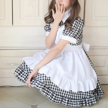 大きいサイズレディースキューティミニフリルメイド服ワンピ―ス (M/L/2L/3L/4L/5L/6L)/コスプレ/ハロウィン