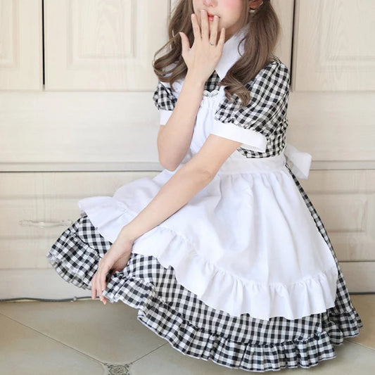 大きいサイズレディースキューティミニフリルメイド服ワンピ―ス (M/L/2L/3L/4L/5L/6L)/コスプレ/ハロウィン