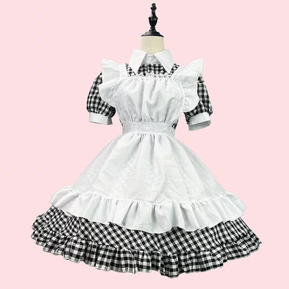 大きいサイズレディースキューティミニフリルメイド服ワンピ―ス (M/L/2L/3L/4L/5L/6L)/コスプレ/ハロウィン