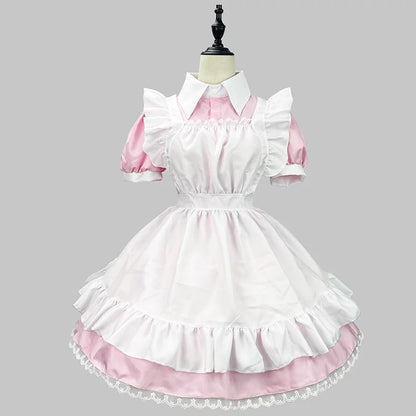 大きいサイズレディースキューティミニフリルメイド服ワンピ―ス (M/L/2L/3L/4L/5L/6L)/コスプレ/ハロウィン