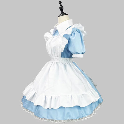 大きいサイズレディースキューティミニフリルメイド服ワンピ―ス (M/L/2L/3L/4L/5L/6L)/コスプレ/ハロウィン