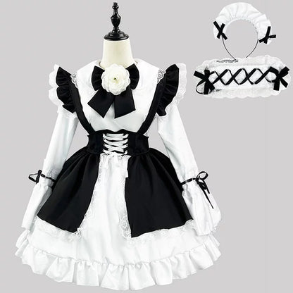 新品未使用 メイド服 大きいサイズ 4l コスプレ レディース 衣装 ゴシック キュートメイド服ワンピ―ス (M/L/2L/3L/4L/5L)/大きいサイズ