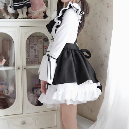 大きいサイズレディースキュートメイド服ワンピ―ス (M/L/2L/3L/4L/5L)/大きいサイズ/コスプレ/ハロウィン/ゴスロリ