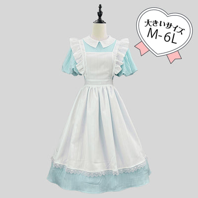 クラシカルメイド風ブルー・ロングワンピースコスチューム (M/L/LL/3L/4L/5L/6L)/コスプレ