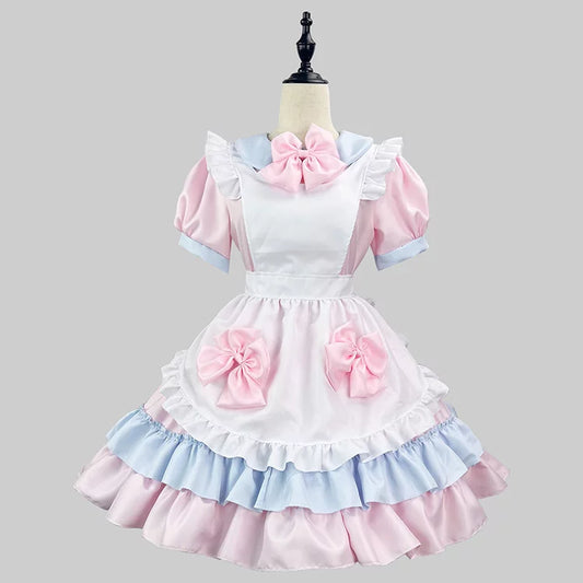 大きいサイズレディースメルトミニフリルメイド服ワンピ―ス (M/L/2L/3L/4L/5L/6L)/コスプレ/ハロウィン