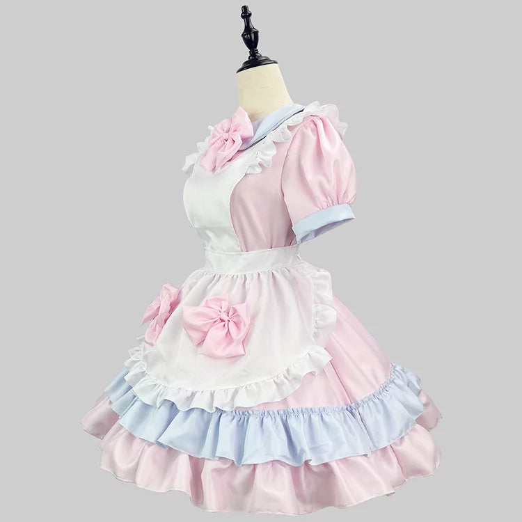 大きいサイズレディースメルトミニフリルメイド服ワンピ―ス (M/L/2L/3L/4L/5L/6L)/コスプレ/ハロウィン
