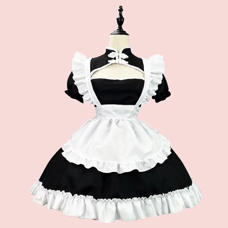 新品未使用 メイド服 チャイナ 大きいサイズ 3l コスプレ レディース 衣装 中華風胸あきメイド服ワンピ―ス (M/L/2L/3L/4L/5L/6L)/コスプレ