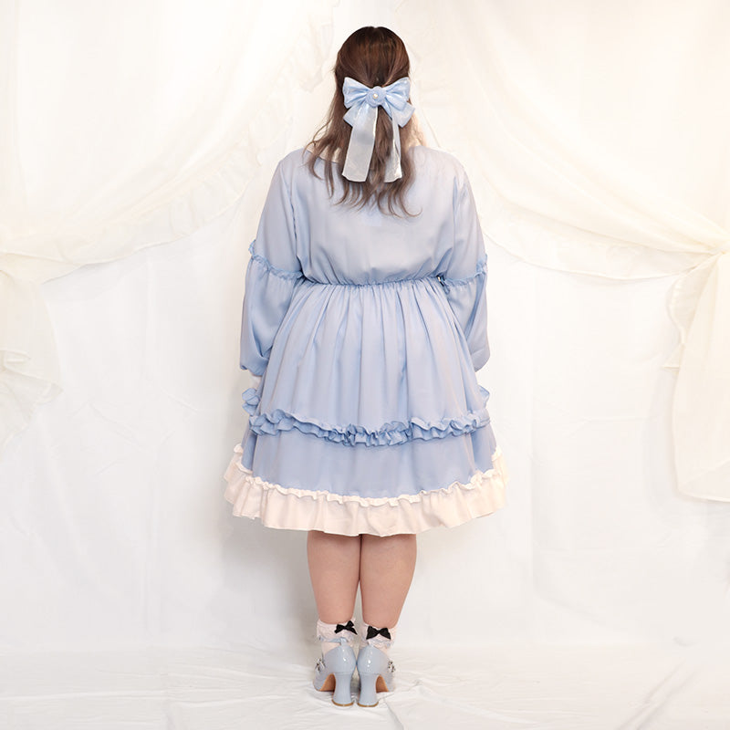 大きいサイズレディース【予約】くまさんのロリータ長袖ワンピース（4L～6L相当ワンサイズ)/Taberunosky（タベルノスキー）