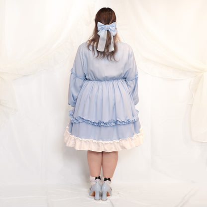 大きいサイズレディース【予約】くまさんのロリータ長袖ワンピース（4L～6L相当ワンサイズ)/Taberunosky（タベルノスキー）
