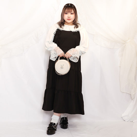 大きいサイズレディースティアードロングキャミワンピース（ワンサイズ/3L-4L-5L相当)/Taberunosky（タベルノスキー）