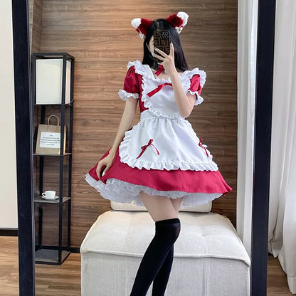 大きいサイズレディースハートミニメイド服ワンピ―ス (M/L/2L/3L/4L/5L/6L)/コスプレ/ハロウィン