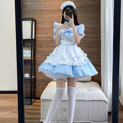 大きいサイズレディースハートミニメイド服ワンピ―ス (M/L/2L/3L/4L/5L/6L)/コスプレ/ハロウィン