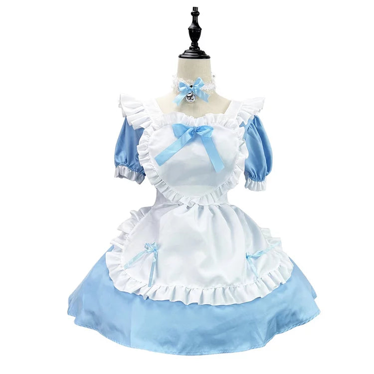 大きいサイズレディースハートミニメイド服ワンピ―ス (M/L/2L/3L/4L/5L/6L)/コスプレ/ハロウィン