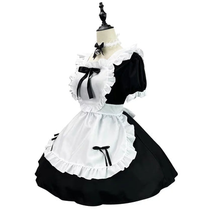 大きいサイズレディースハートミニメイド服ワンピ―ス (M/L/2L/3L/4L/5L/6L)/コスプレ/ハロウィン