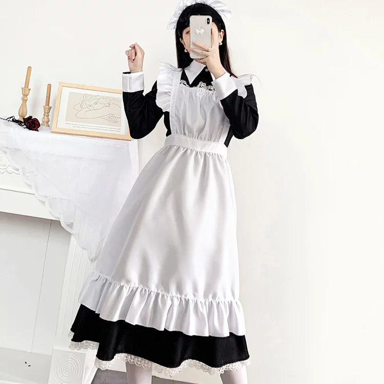新品未使用 メイド服 コスプレ レディース 大きいサイズ 4l 可愛い ロング 大きいサイズ メイド服 ロング丈 コスプレ衣装 コスチューム