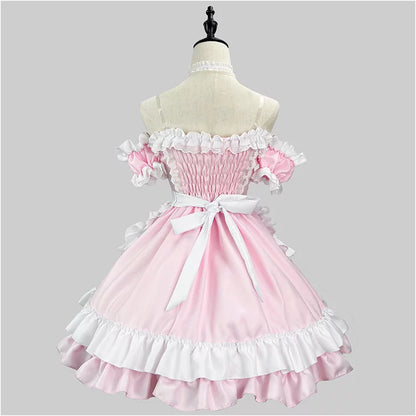 大きいサイズレディースオフショルミニメイド服ワンピ―ス (M/L/2L/3L/4L/5L/6L)/コスプレ/ハロウィン (M/L/2L/3L/4L/5L/6L)/コスプレ/ハロウィン