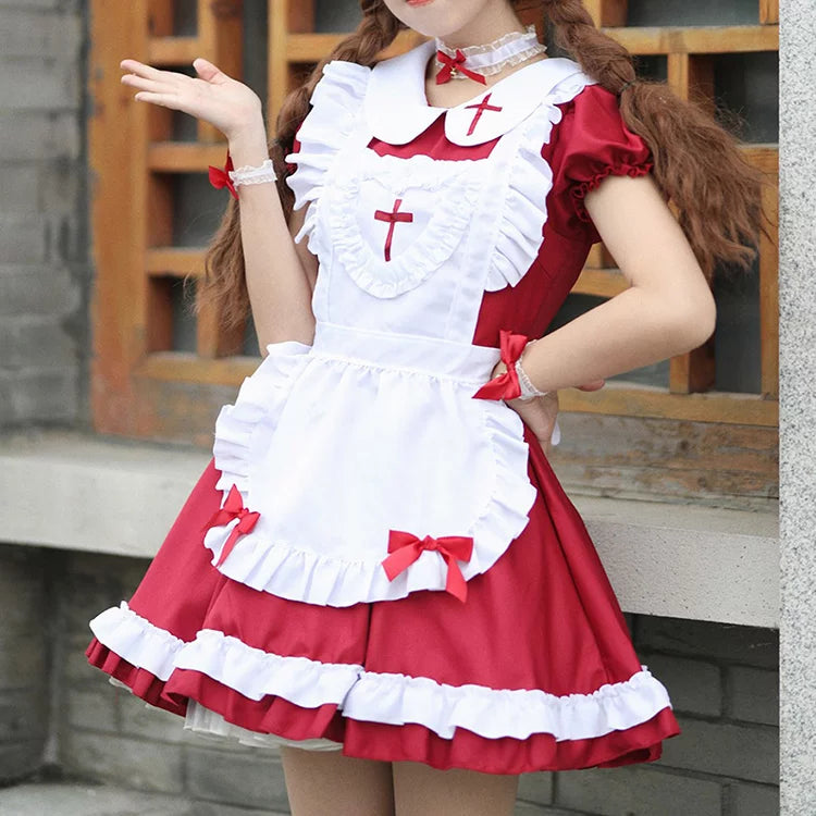 大きいサイズレディースコットンキャンディメイド服ワンピ―ス (M/L/2L/3L/4L/5L/6L)/コスプレ/ハロウィン (M/L/2L/3L/4L/5L/8L)/コスプレ/ハロウィン/クリスマス