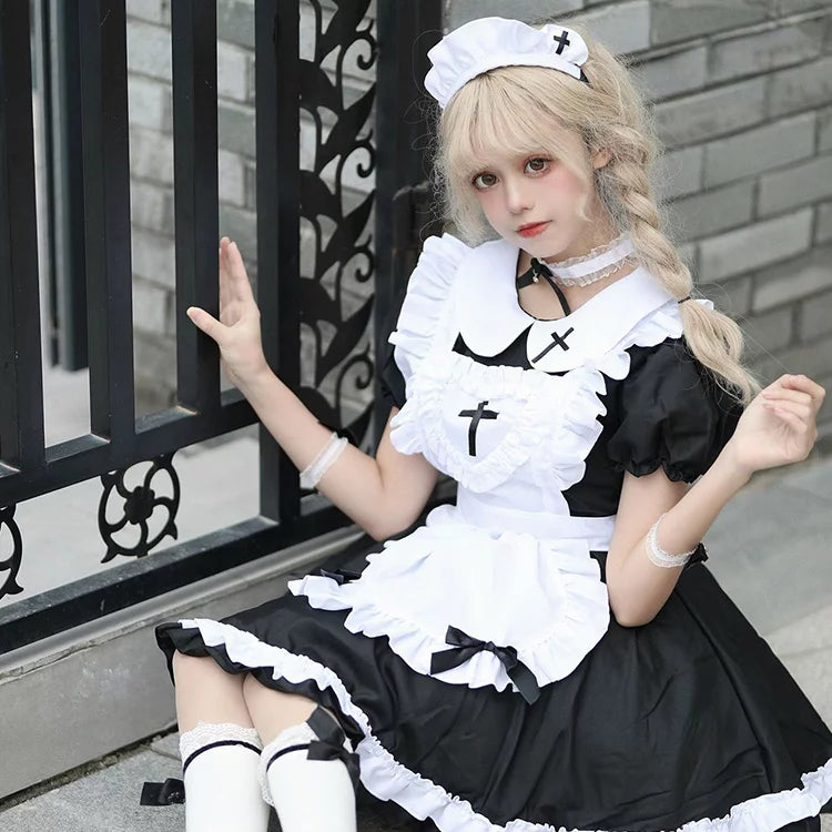 大きいサイズレディースコットンキャンディメイド服ワンピ―ス (M/L/2L/3L/4L/5L/6L)/コスプレ/ハロウィン (M/L/2L/3L/4L/5L/9L)/コスプレ/ハロウィン/クリスマス