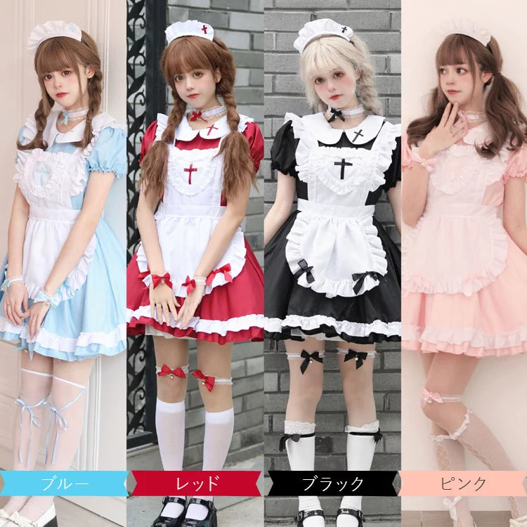 大きいサイズレディースコットンキャンディメイド服ワンピ―ス (M/L/2L/3L/4L/5L/6L)/コスプレ/ハロウィン (M/L/2L/3L/4L/5L/11L)/コスプレ/ハロウィン/クリスマス