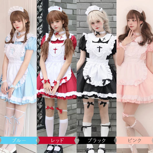 大きいサイズレディースコットンキャンディメイド服ワンピ―ス (M/L/2L/3L/4L/5L/6L)/コスプレ/ハロウィン (M/L/2L/3L/4L/5L/11L)/コスプレ/ハロウィン/クリスマス
