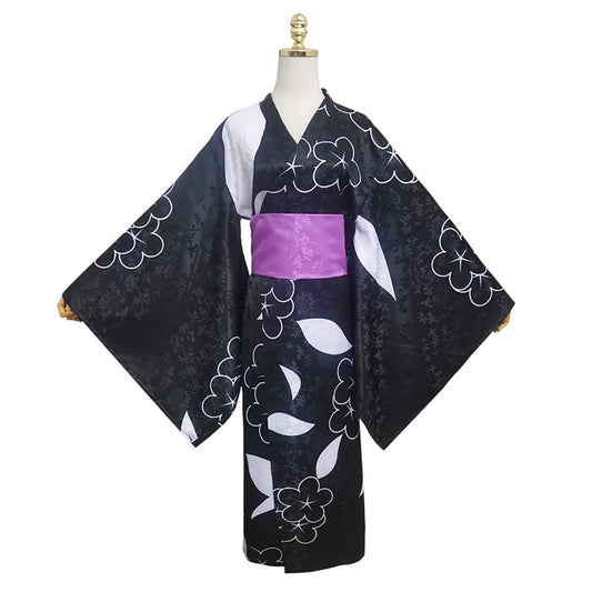 大きいサイズレディース夜風に咲く黒着物・浴衣 （L/LL/3L)/コスプレ