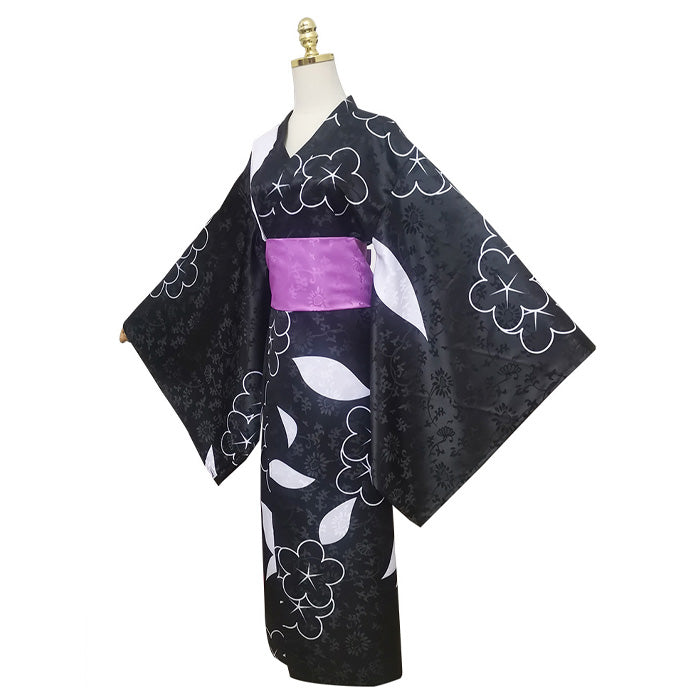 大きいサイズレディース夜風に咲く黒着物・浴衣 （L/LL/3L)/コスプレ