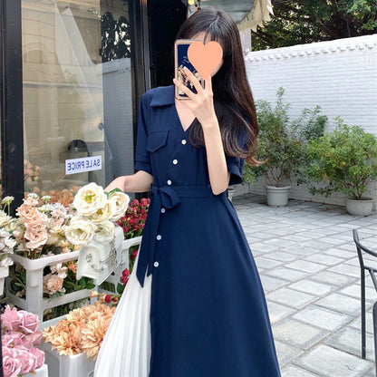 Soft Navy Layered Shirt Dress (L/LL/3L/4L)