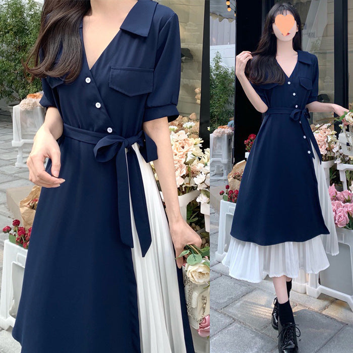 Soft Navy Layered Shirt Dress (L/LL/3L/4L)