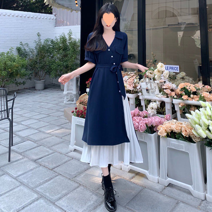 Soft Navy Layered Shirt Dress (L/LL/3L/4L)