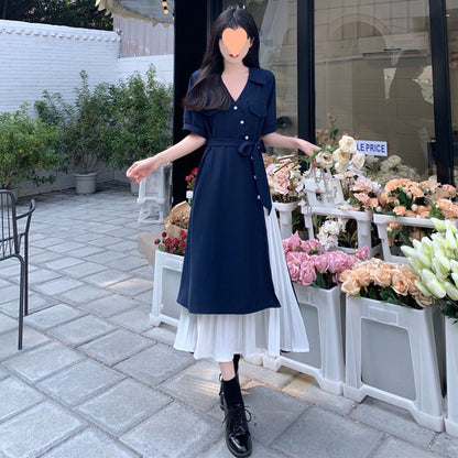 Soft Navy Layered Shirt Dress (L/LL/3L/4L)