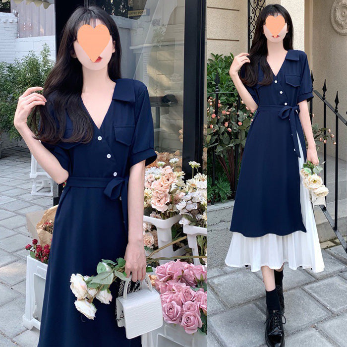 Soft Navy Layered Shirt Dress (L/LL/3L/4L)
