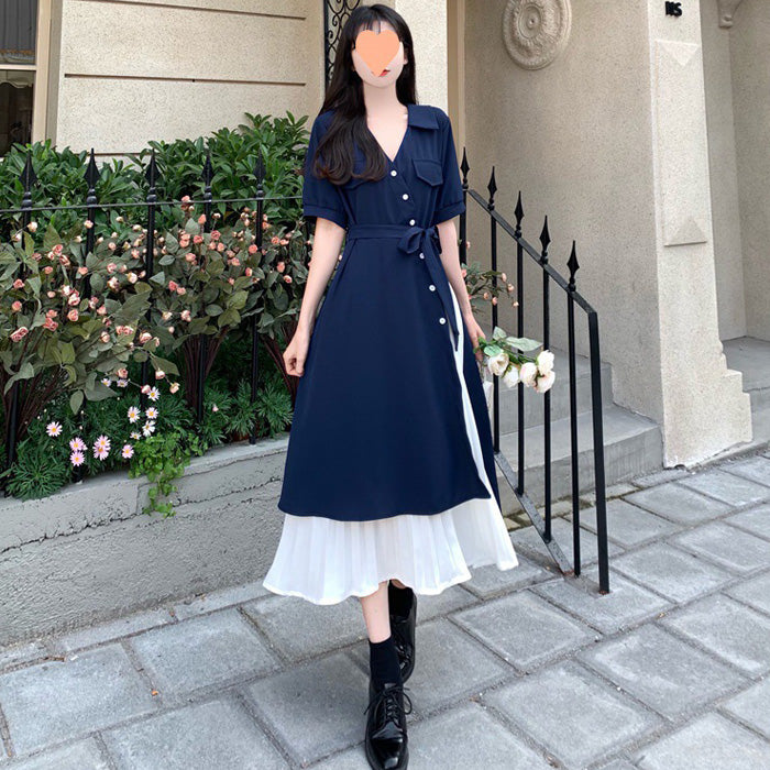 Soft Navy Layered Shirt Dress (L/LL/3L/4L)