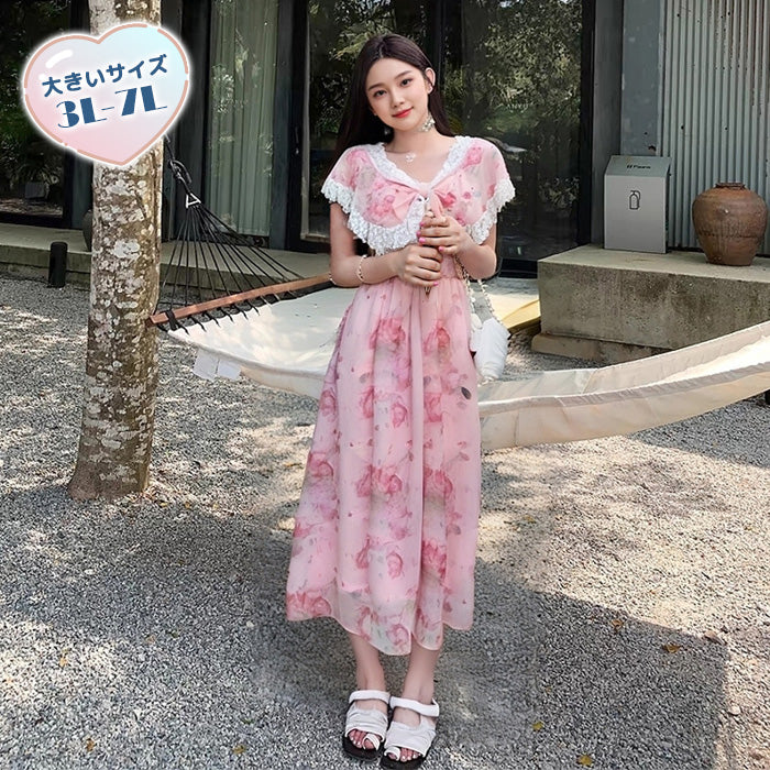 Rose Bouquet Lace Ribbon Dress (3L/4L/5L/6L/7L)