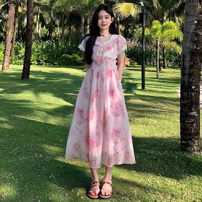 Rose Bouquet Lace Ribbon Dress (3L/4L/5L/6L/7L)