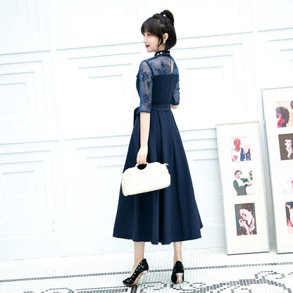 ■Elegant lace docking dress (LL/3L/4L/5L/6L/7L/8L/9L) Custom-made/Occasion/Wedding invitation