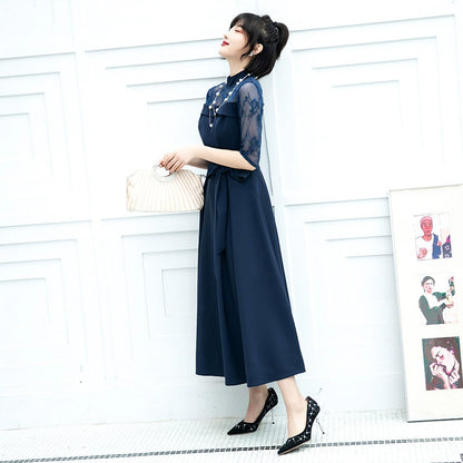 ■Elegant lace docking dress (LL/3L/4L/5L/6L/7L/8L/9L) Custom-made/Occasion/Wedding invitation