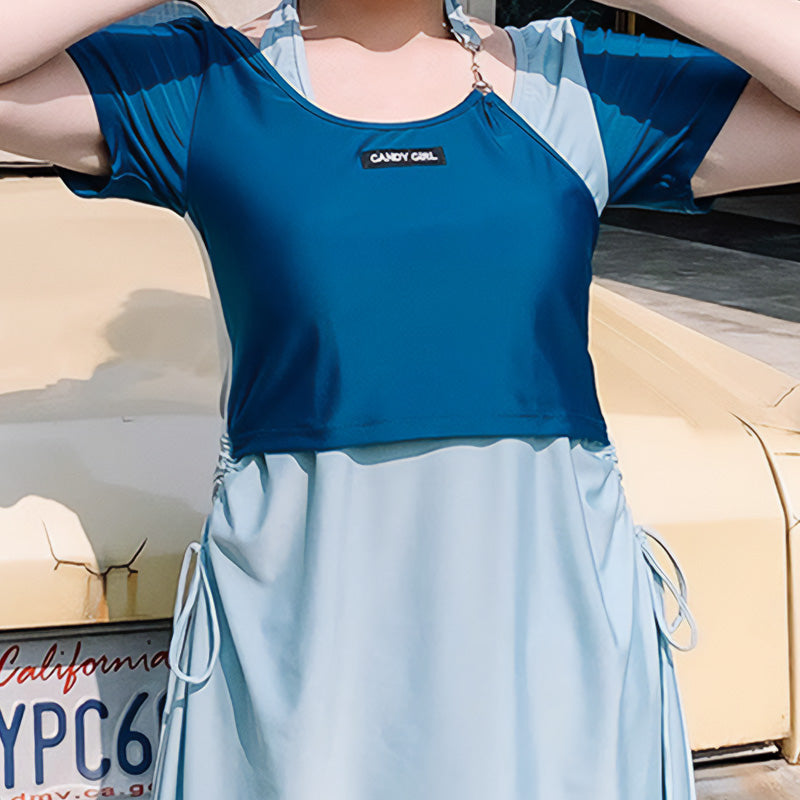 大きいサイズ ぽっちゃり水着ぽっちゃりさん専用Candy Girl フェイクレイヤードぽっちゃり水着・スイムウェア(3L/4L/5L/6L/7L)