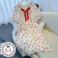 さくらんぼリボンの乙女ワンピース(3L/4L/5L/6L/7L)