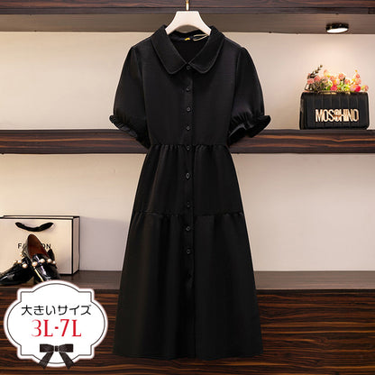 Black button closure tiered dress (3L/4L/5L/6L/7L)