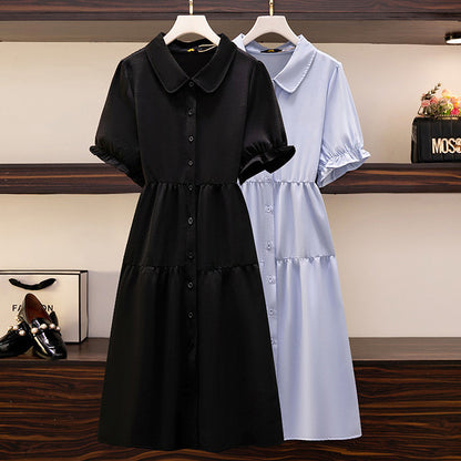 Black button closure tiered dress (3L/4L/5L/6L/7L)