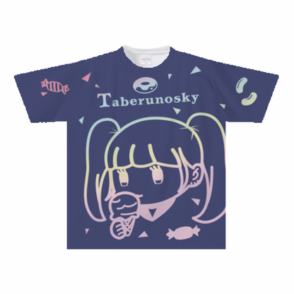 大きいサイズぽっちゃり≪受注生産≫フルグラフィックTシャツ（yum-yum girL）オリジナルイラスト４L着用