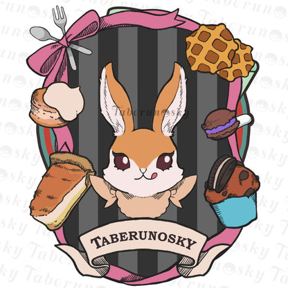 大きいサイズぽっちゃり≪受注生産≫Aアニマル（ウサギさん）Tシャツ/Taberunosky(タベルノスキー)オリジナルイラスト４L着用