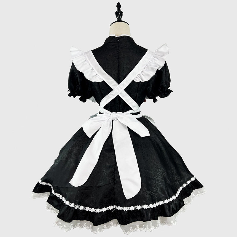 大きいサイズレディースパールチェーン付チャイナ風タッセルメイド服ワンピ―ス (M/L/2L/3L/4L/5L/6L)/コスプレ/ハロウィン