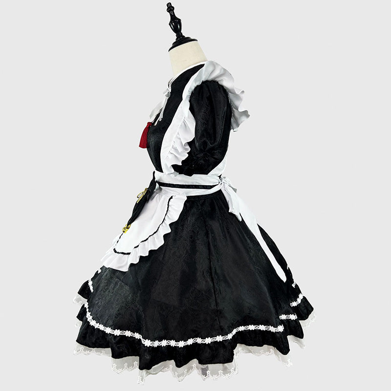 大きいサイズレディースパールチェーン付チャイナ風タッセルメイド服ワンピ―ス (M/L/2L/3L/4L/5L/6L)/コスプレ/ハロウィン