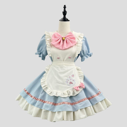 大きいサイズレディースみずいろ・ねこにゃんメイド服ワンピ―ス (M/L/2L/3L/4L/5L/6L)/コスプレ/ハロウィン