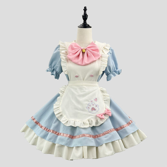 大きいサイズレディースみずいろ・ねこにゃんメイド服ワンピ―ス (M/L/2L/3L/4L/5L/6L)/コスプレ/ハロウィン