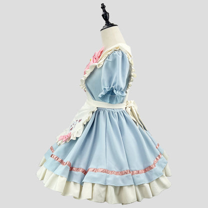 大きいサイズレディースみずいろ・ねこにゃんメイド服ワンピ―ス (M/L/2L/3L/4L/5L/6L)/コスプレ/ハロウィン