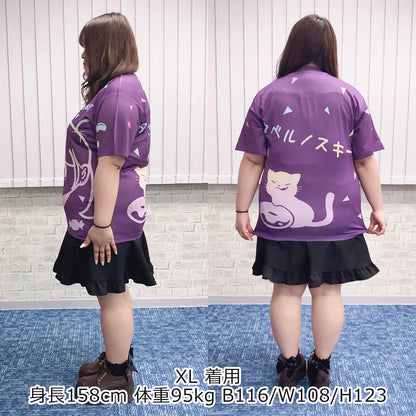 大きいサイズぽっちゃり≪受注生産≫フルグラフィックTシャツ（yum-yum girL）オリジナルイラスト４L着用